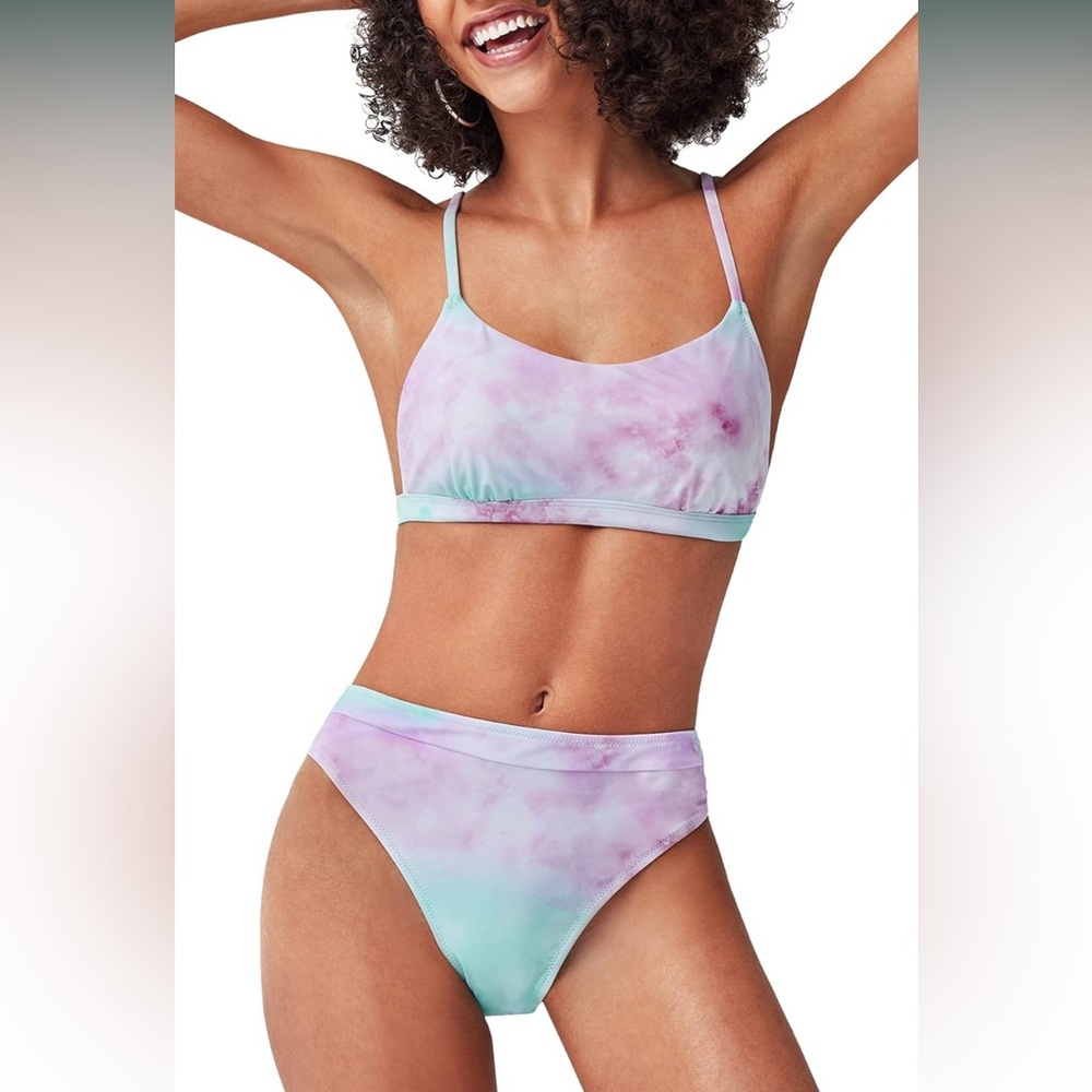 Tie Dye High Wasted Bathing Suit